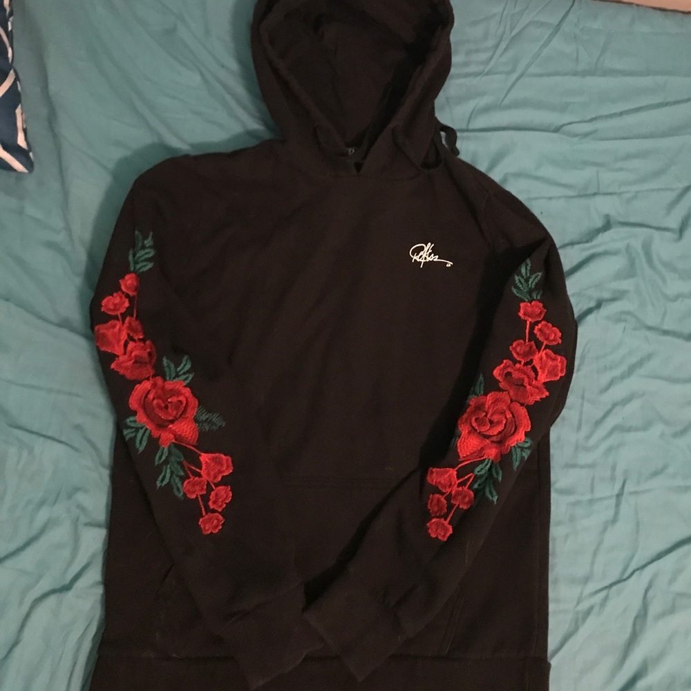 Y&R Black Hoodie ( Roses on Arms )